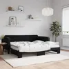 Image de vidaXL Lit de jour avec gigogne et matelas noir 90x190 cm velours