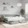 Image de vidaXL Lit de jour avec gigogne et tiroirs gris clair 90x200cm velours