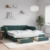 Image de vidaXL Lit de jour et gigogne et tiroirs vert foncÃ© 100x200 cm velours