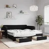 Image de vidaXL Lit de jour avec gigogne et tiroirs noir 90x190 cm velours