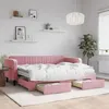 Image de vidaXL Lit de jour avec gigogne et tiroirs rose 80x200 cm velours