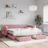 Image de vidaXL Lit de jour avec gigogne et tiroirs rose 80x200 cm velours