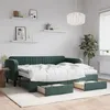 Image de vidaXL Lit de jour avec gigogne et tiroirs vert foncÃ© 90x200cm velours