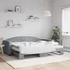 Image de vidaXL Lit de jour avec gigogne et matelas gris clair 90x200 cm tissu