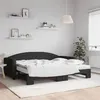 Image de vidaXL Lit de jour avec gigogne et matelas noir 90x200 cm tissu