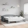 Image de vidaXL Lit de jour avec gigogne et matelas gris clair 100x200 cm tissu