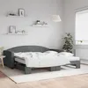 Image de vidaXL Lit de jour avec gigogne et matelas gris foncÃ© 100x200 cm tissu