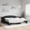 Image de vidaXL Lit de jour avec gigogne et matelas noir 100x200 cm tissu