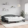 Image de vidaXL Lit de jour avec gigogne et matelas gris foncé 90x190 cm tissu