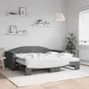 Image de vidaXL Lit de jour avec gigogne et matelas gris foncÃ© 90x190 cm tissu