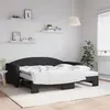 Image de vidaXL Lit de jour avec gigogne et matelas noir 90x190 cm tissu