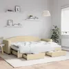 Image de vidaXL Lit de jour avec gigogne et tiroirs crème 80x200 cm tissu