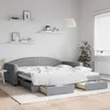 Image de vidaXL Lit de jour avec gigogne et tiroirs gris clair 100x200 cm tissu
