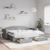 Image de vidaXL Lit de jour avec gigogne et tiroirs gris clair 80x200 cm tissu
