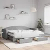 Image de vidaXL Lit de jour avec gigogne et tiroirs gris clair 80x200 cm tissu