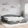 Image de vidaXL Lit de jour avec gigogne et tiroirs gris foncé 80x200 cm tissu