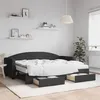 Image de vidaXL Lit de jour avec gigogne et tiroirs noir 80x200 cm tissu
