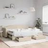 Image de vidaXL Lit de jour avec gigogne et tiroirs crème 80x200 cm tissu