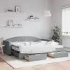 Image de vidaXL Lit de jour avec gigogne et tiroirs gris clair 90x200 cm tissu