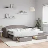 Image de vidaXL Lit de jour avec gigogne et tiroirs taupe 90x200 cm tissu