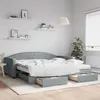 Image de vidaXL Lit de jour avec gigogne et tiroirs gris clair 100x200 cm tissu