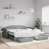 Image de vidaXL Lit de jour avec gigogne et tiroirs gris clair 100x200 cm tissu