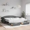 Image de vidaXL Lit de jour avec gigogne et tiroirs gris foncé 100x200 cm tissu