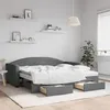 Image de vidaXL Lit de jour avec gigogne et tiroirs gris foncé 90x190 cm tissu