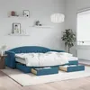 Image de vidaXL Lit de jour avec gigogne et tiroirs bleu 90x200 cm velours