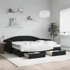 Image de vidaXL Lit de jour avec gigogne et tiroirs noir 90x200 cm velours