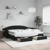Image de vidaXL Lit de jour avec gigogne et tiroirs noir 90x200 cm velours