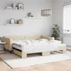 Image de vidaXL Lit de jour avec gigogne et matelas crème 100x200 cm tissu