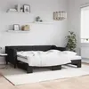 Image de vidaXL Lit de jour avec gigogne et matelas noir 90x190 cm tissu3197456
