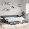 Image de vidaXL Lit de jour avec gigogne et tiroirs gris foncÃ© 80x200 cm tissu