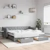 Image de vidaXL Lit de jour avec gigogne et tiroirs gris clair 90x200 cm tissu