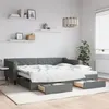 Image de vidaXL Lit de jour avec gigogne et tiroirs gris foncé 90x200 cm tissu