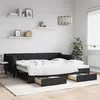 Image de vidaXL Lit de jour avec gigogne et tiroirs noir 90x200 cm tissu