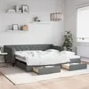 Image de vidaXL Lit de jour avec gigogne et tiroirs gris foncé 100x200 cm tissu