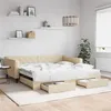 Image de vidaXL Lit de jour avec gigogne et tiroirs crème 100x200 cm tissu