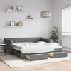 Image de vidaXL Lit de jour avec gigogne et tiroirs gris foncé 90x190 cm tissu