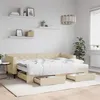 Image de vidaXL Lit de jour avec gigogne et tiroirs crème 80x200 cm tissu