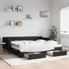 Image de vidaXL Lit de jour avec gigogne et tiroirs noir 90x200 cm tissu