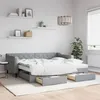 Image de vidaXL Lit de jour avec gigogne et tiroirs gris clair 90x190 cm tissu