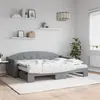 Image de vidaXL Lit de jour avec gigogne et matelas gris clair 80x200 cm tissu