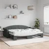 Image de vidaXL Lit de jour avec gigogne et matelas gris foncé 80x200 cm tissu