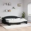 Image de vidaXL Lit de jour avec lit gigogne et matelas noir 80x200 cm tissu