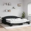 Image de vidaXL Lit de jour avec gigogne et matelas noir 100x200 cm tissu