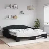 Image de vidaXL Lit de jour avec gigogne et matelas noir 100x200 cm tissu