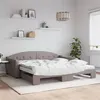 Image de vidaXL Lit de jour avec gigogne et matelas taupe 100x200 cm tissu