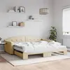 Image de vidaXL Lit de jour avec gigogne et matelas crème 100x200 cm tissu
